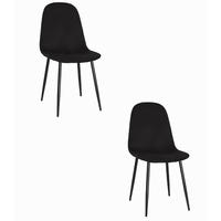 ESSZIMMERSTUHL 2-er Set COMO schwarzer Sitz, schwarze Beine - Schwarz, Textil (44.5/87.5/50.5cm) - Valora