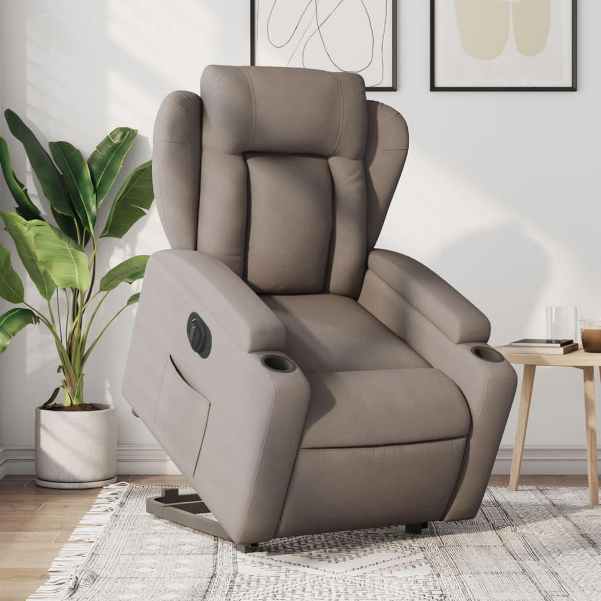 RELAXSESSEL mit Aufstehhilfe Elektrisch, 77/94,5/100 cm, aus Stoff, Taupe - Taupe, Textil (94.5/100/77cm) - vidaXL