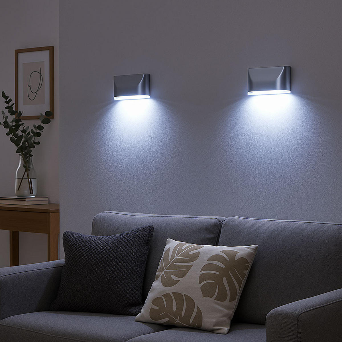 LED WANDLEUCHTE Silber mit Bewegungsmelder - Silberfarben, Kunststoff (3.5/4.5/8cm)