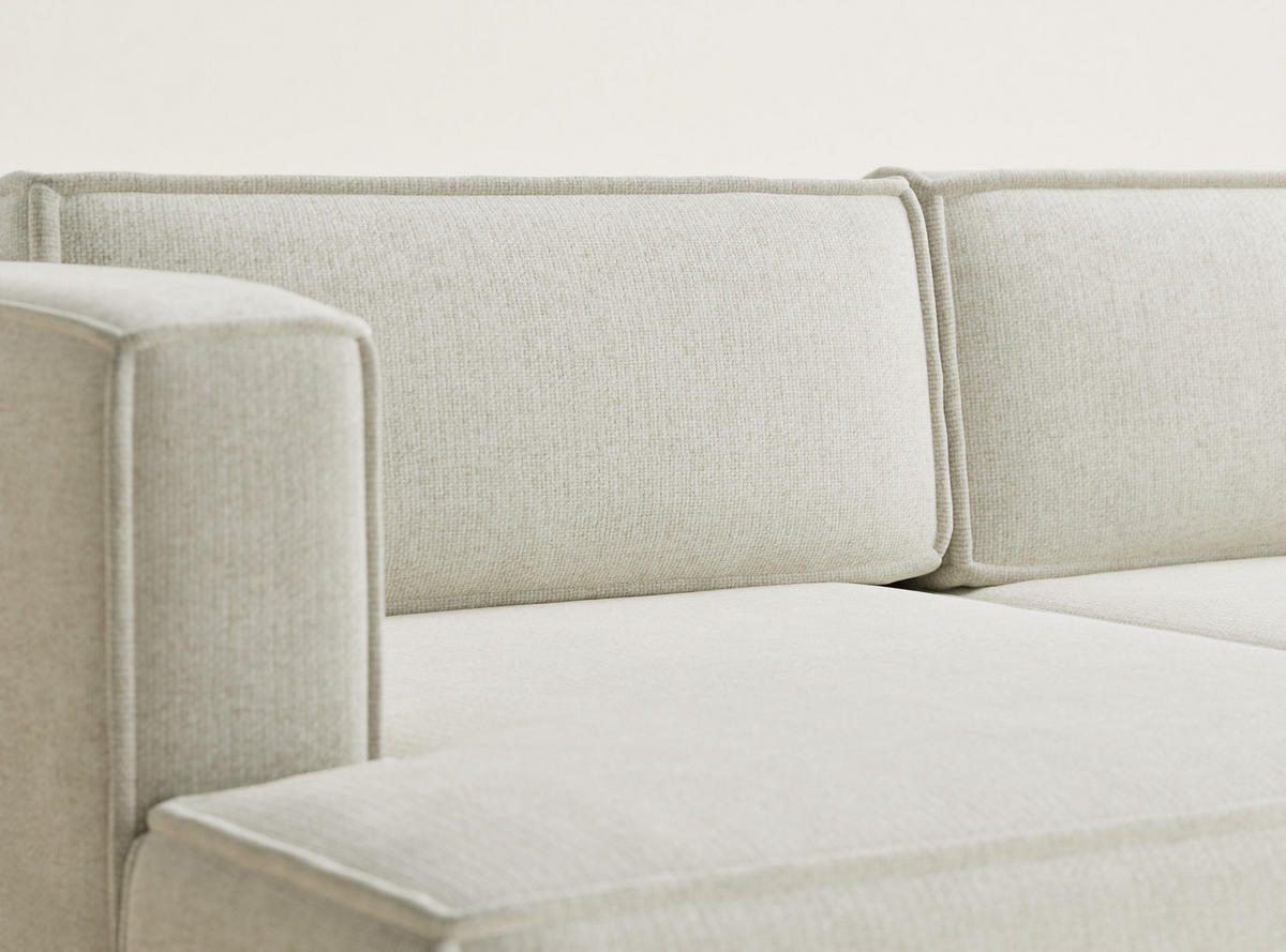 ECKSOFA MIT SCHLAFFUNKTION Velto Creme Chenille-Stoff - Creme/Schwarz, Holz/Holzwerkstoff (152/250cm) - Maison de Reve