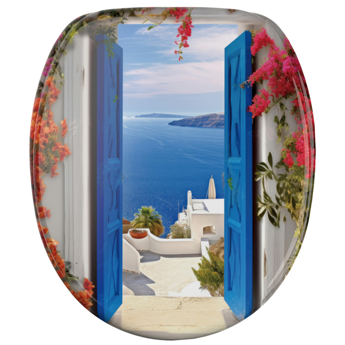 WC Sitz mit Absenkautomatik Greece - Blau, Holzwerkstoff (38/6/47cm) - Sanilo