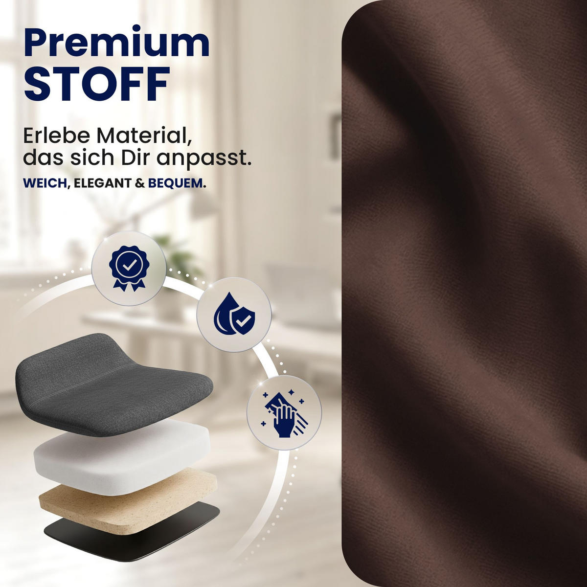 DREHSTUHL Stoff Braun - Chromfarben/Braun, Textil/Metall (65/115/73cm) - CLP