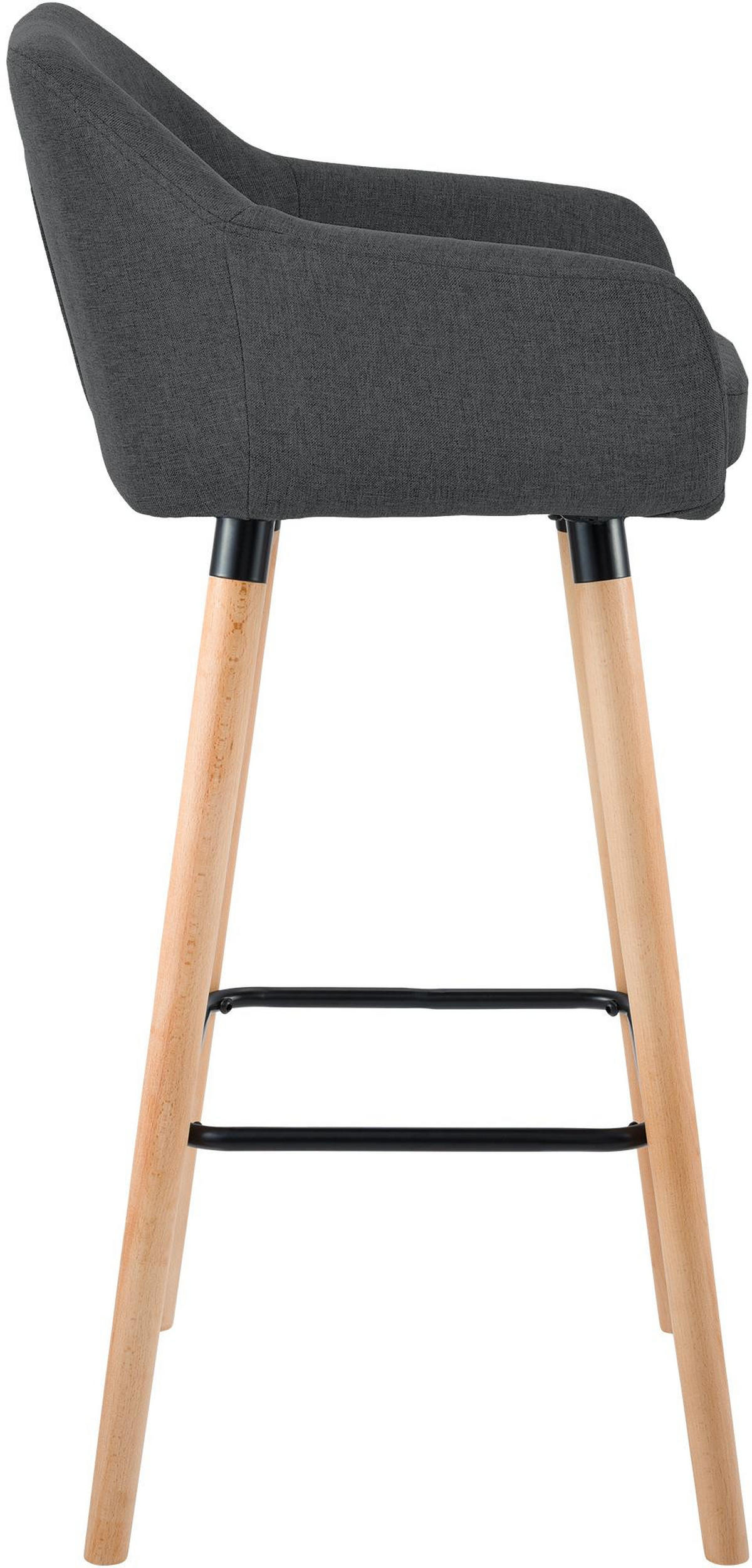 BARHOCKER 2er Set Stoff Dunkelgrau - Eukalyptusholzfarben/Dunkelgrau, Holz/Textil (55/99/46cm) - CLP