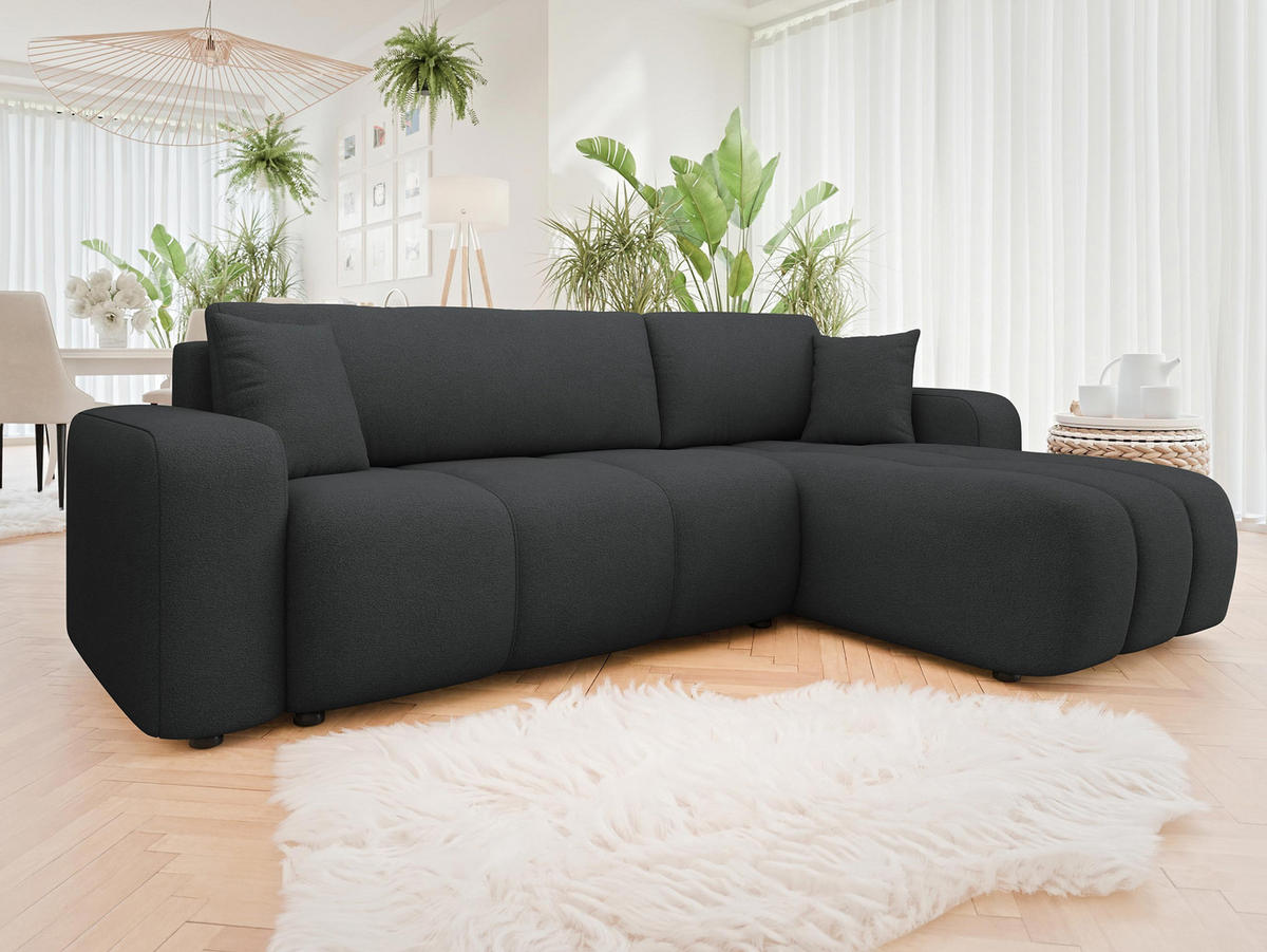 ECKSOFA Furyn - Anthrazit/Schwarz, Holz/Kunststoff (244/145cm) - MIRJAN24
