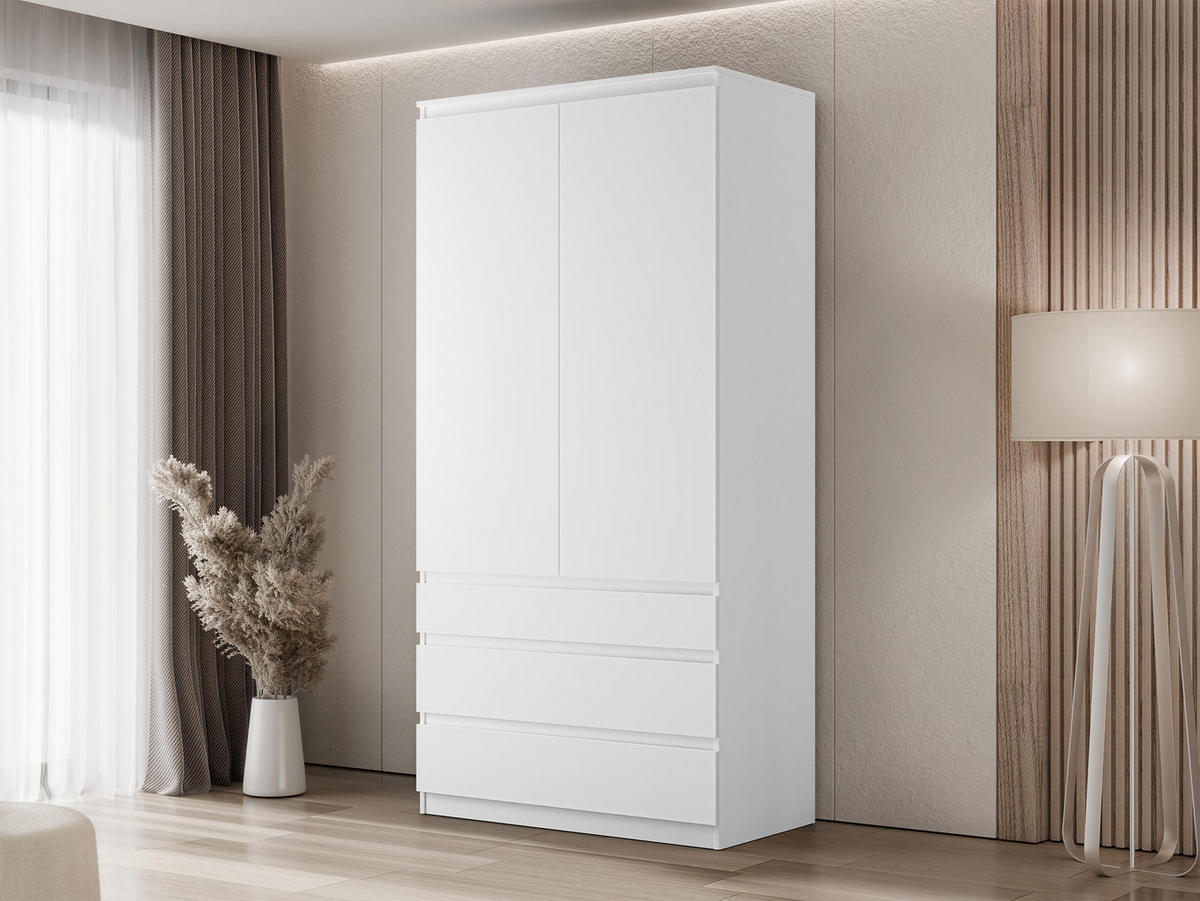 DREHTÜRENSCHRANK Malwa 2D3SZ - Weiß, Holzwerkstoff (52/202/100cm) - MIRJAN24