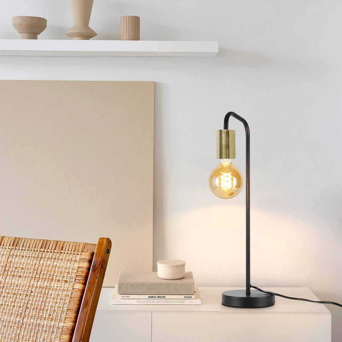 TISCHLEUCHTE Sylnekk 48.5/14.0/21.5 cm - Schwarz, Metall (21.5/48.5/14cm) - ZMH