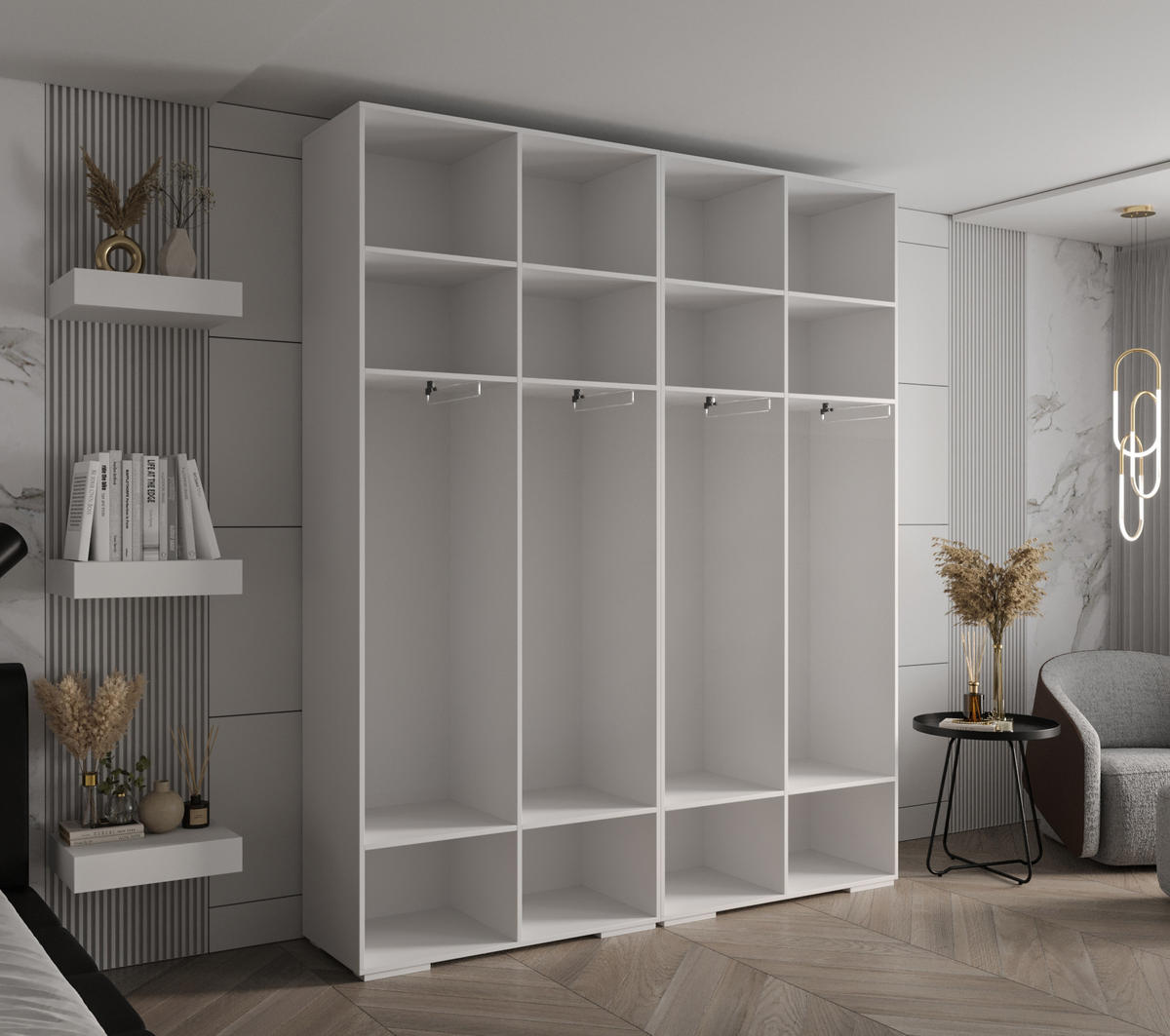 DREHTÜRENSCHRANK 236.7/200/47 4-türig - Kaschmir/Schwarz, Holz/Metall (200/236.7/47cm) - MÖBEL KRYSPOL
