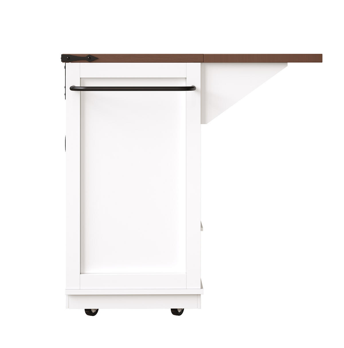 KÜCHENINSEL 142,5/45-73/92,5 cm mit Klapptisch, Schiebetüren im BarnDoor-Design und Stauraum, Weiß, MDF/Metall - Weiß, Holzwerkstoff (142.5/92.5/45cm) - Redom