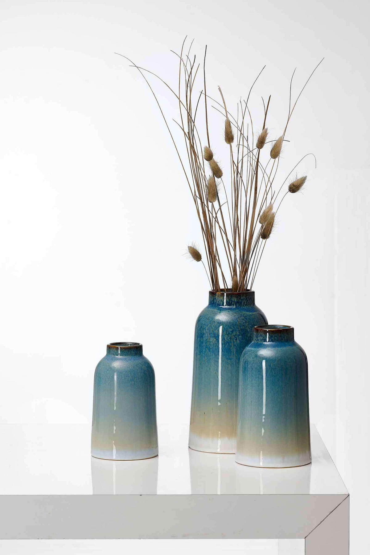 VASEN Leria blau 3er Set - Blau, Keramik (1cm) - Ritzenhoff Breker