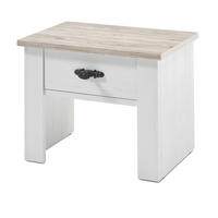 NACHTTISCH Pinie weiß, Oslo Pinie Landhaus, Nachtkommode, 58 x 45 cm - Weiß/Pinienfarben, Holzwerkstoff/Metall (40/86/58cm) - Furn.Design