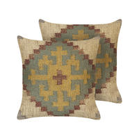 DEKOKISSEN 2er-Set Hellgrün 45/45 cm Saron - Hellgrün, Naturmaterialen (45/45cm) - Beliani