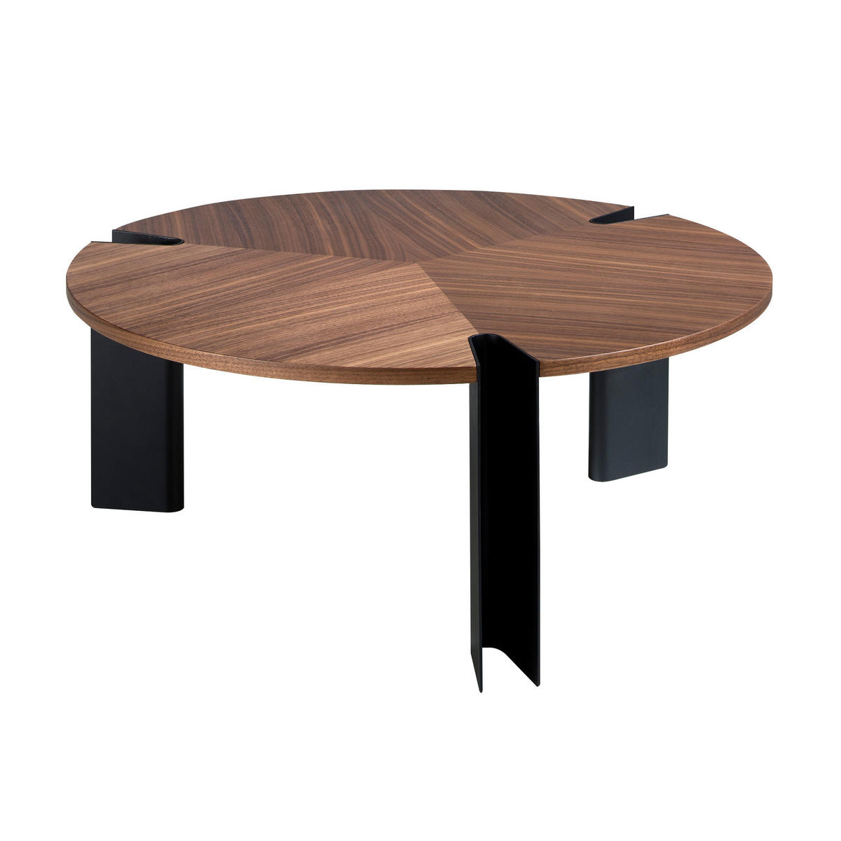 COUCHTISCH Furnier Walnuss und Schwarz Ø90 / 36 cm - Nussbaumfarben/Schwarz, Holz (90/90/36cm) - ANGEL CERDA