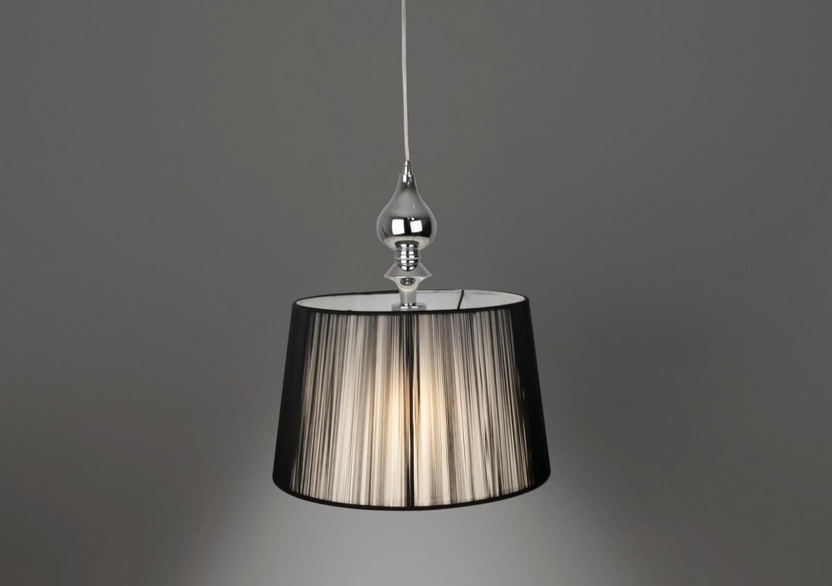 PENDELLEUCHTE Gillenia, Schwarz, 35/120 cm - Schwarz, Textil/Metall (35/35/120cm) - Kayani