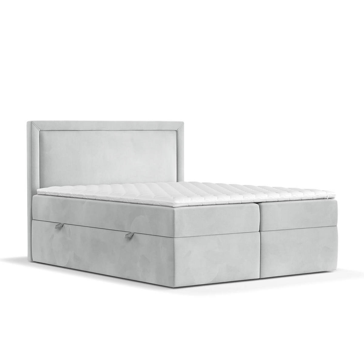 BOXBETT Jodan 160/200 cm Hellgrau im Magic Velvet Stoff - Hellgrau/Schwarz, Holz/Holzwerkstoff (160/200cm) - AltaBeds