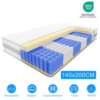 TASCHENFEDERKERNMATRATZE Höhe 25 cm 140×200cm - Weiß, Textil (140/200cm) - CHICASA