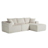 ECKSOFA 257/90/160/62 cm Beige aus Cord mit Chaiselongue - Beige, Textil (160/257cm) - OKMYHOME