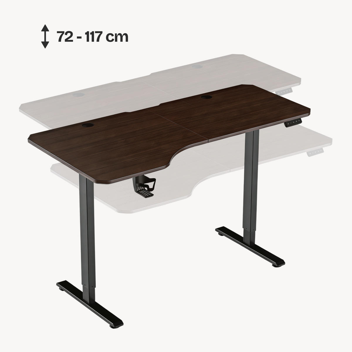 VERSTELLBARER TISCH Stryn - Walnussfarben/Schwarz, Holzwerkstoff/Metall (75/160/117cm) - pro.tec