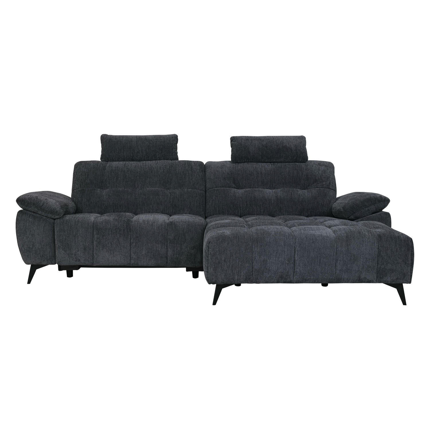 ECKSOFA Webstoff Grau - Schwarz/Grau, Textil/Metall (268/156cm) - Furnhouse