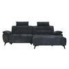 ECKSOFA Webstoff Grau - Schwarz/Grau, Textil/Metall (268/156cm) - Furnhouse