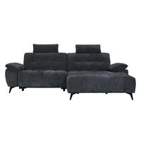 ECKSOFA Webstoff Grau - Schwarz/Grau, Textil/Metall (268/156cm) - Furnhouse