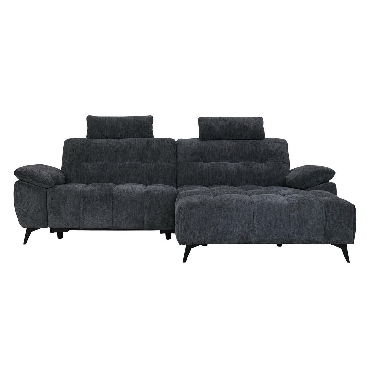 ECKSOFA Webstoff Grau - Schwarz/Grau, Textil/Metall (268/156cm) - Furnhouse