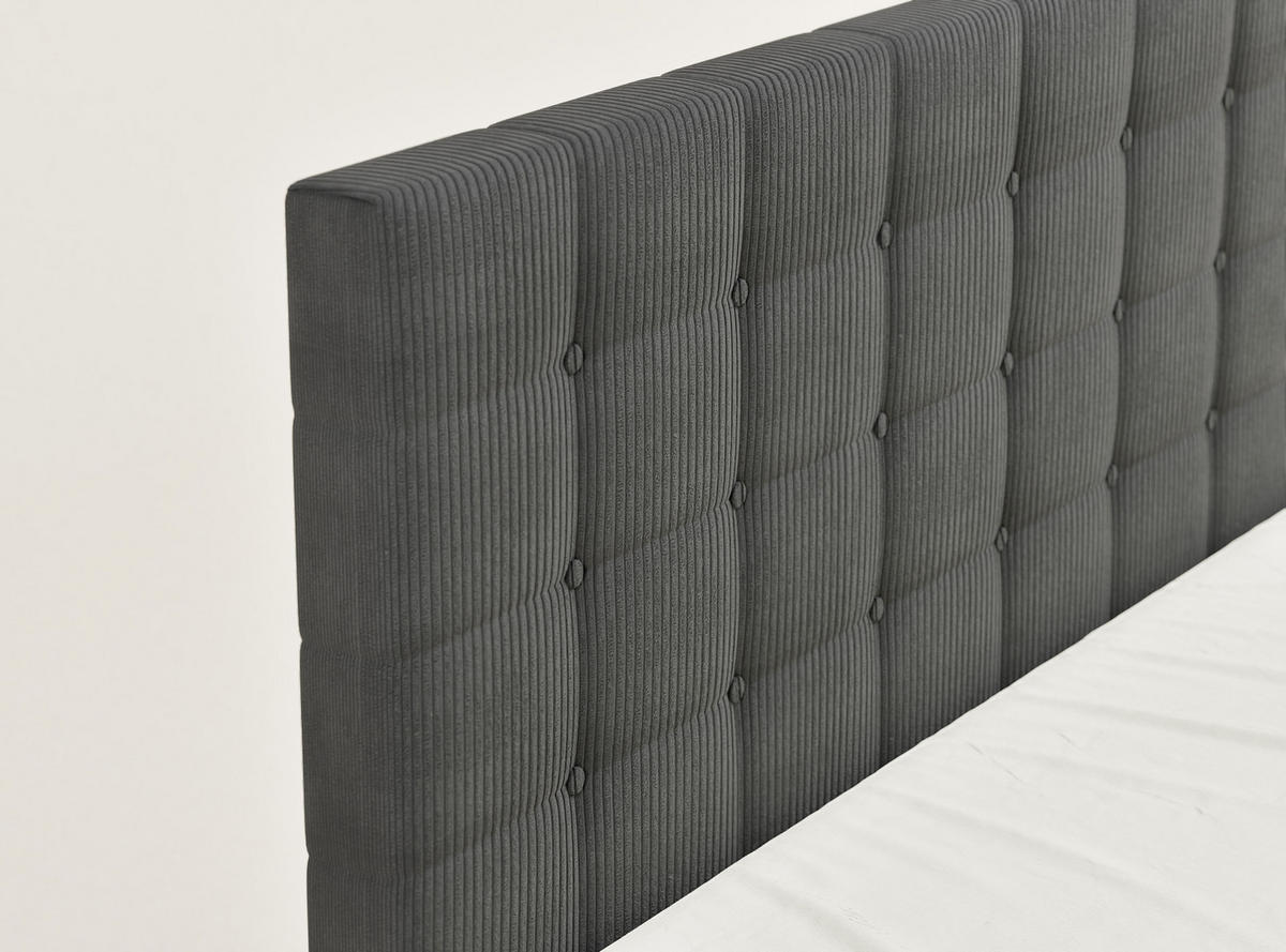 BOXSPRINGBETT Tasca 140/200 cm, in Graphit, Bettkasten, Matratze, Topper - Schwarz/Graphitfarben, Holz/Holzwerkstoff (140/200cm) - Maison de Reve