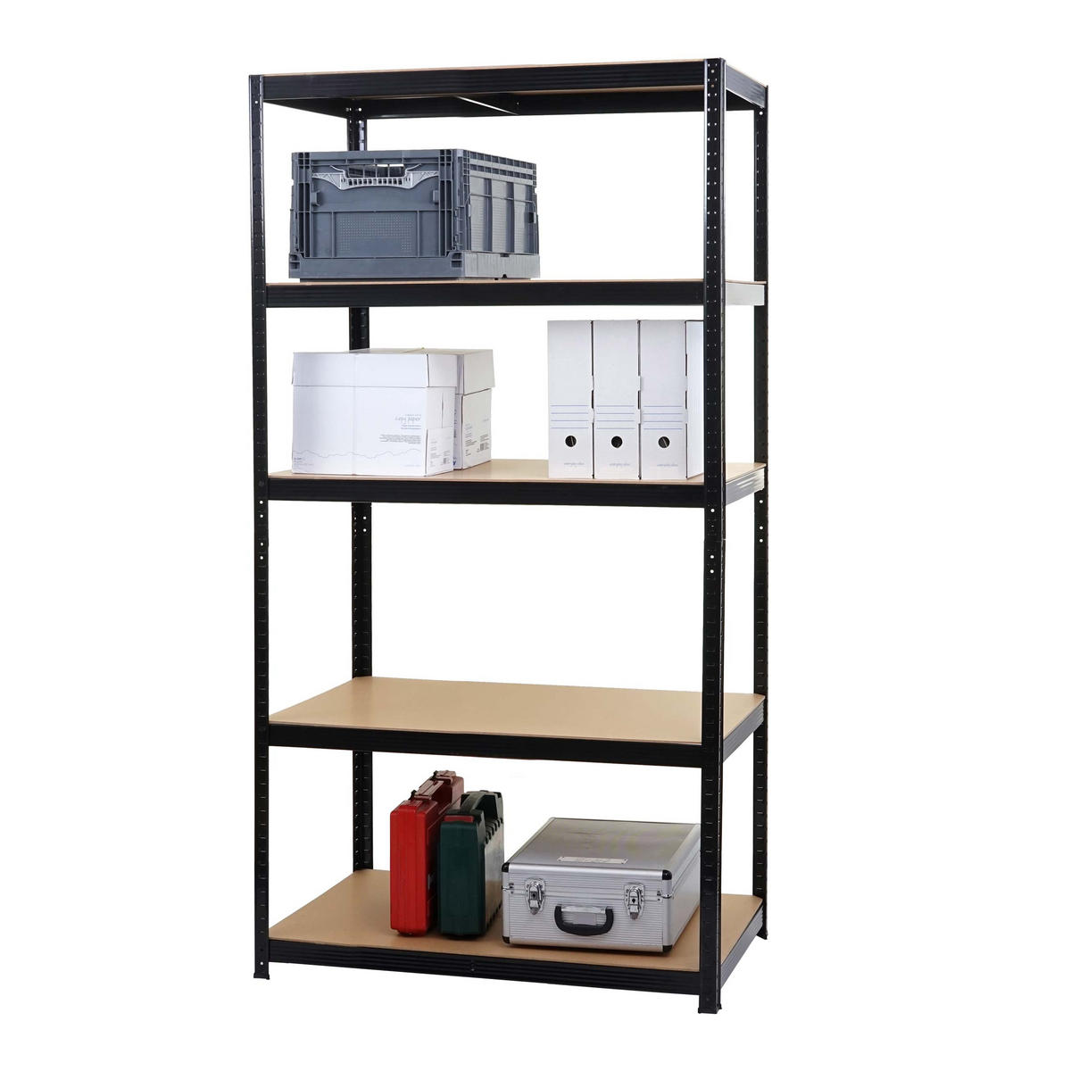 SCHWERLASTREGAL Schwarz, Braun - Schwarz/Braun, Metall (101/200/61cm) - MCW