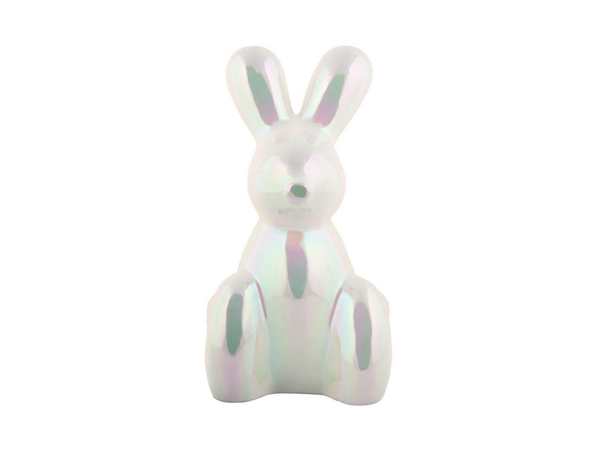 SKULPTUR Balloon Bunny 12.7/11.5/20 cm - Weiß, Keramik (11.5/20/12.7cm) - Present Time