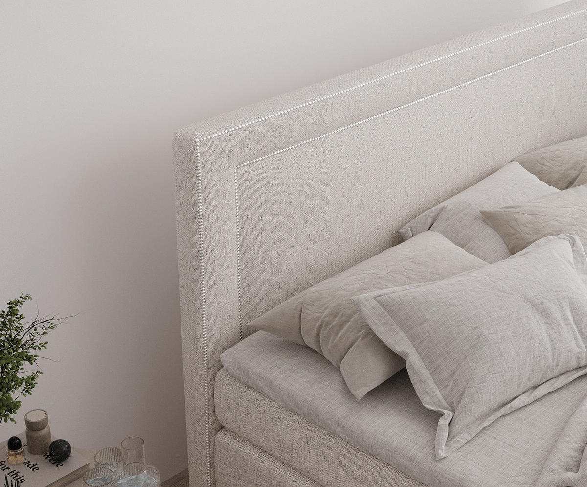 BOXSPRINGBETT Luxora Beige 180/200 cm - Beige/Schwarz, Holz/Holzwerkstoff (180/200cm) - Maison de Reve