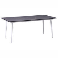 ZAHRADNÍ STŮL 180/90 cm Mramor Look Šedý Mramor Tolentino - tmavě šedá, plast (180/90/75cm) - Beliani