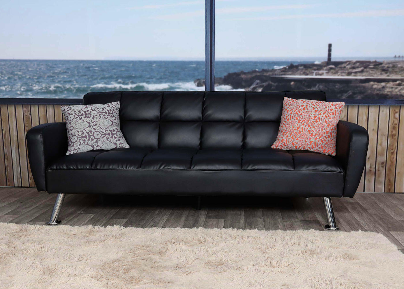 SOFA Schwarz - Schwarz, Textil (203/81/93cm) - MCW