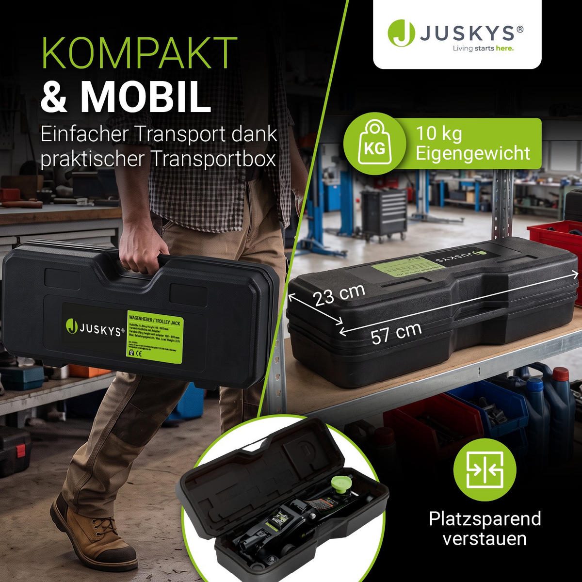 WAGENHEBER 2,5t schwarz - Schwarz, Metall (53/20/13cm) - Juskys