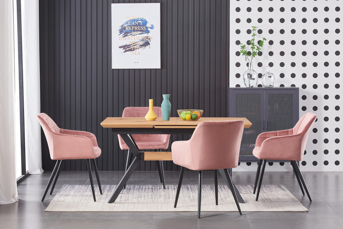 ESSZIMMERSTUHL Samt 4-teilig Rosa - Pink, Metall (55/82/59cm) - Life Interiors