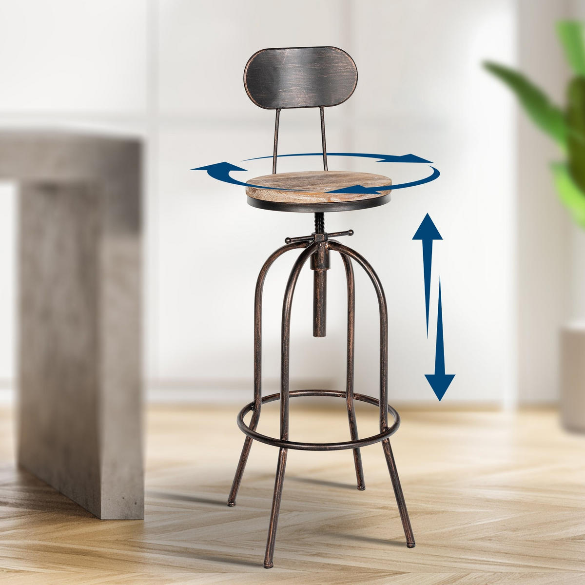 BARHOCKER Pino höhenverstellbar 51x108-125x51 cm bronze - Bronzefarben, Metall (51/108/51cm) - furnicato