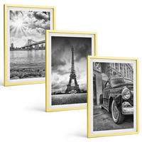 BILDER SET 3er Set - 40x60 cm Goldrahmen - Stadtansichten, Brücken, Eiffelturm - Goldfarben, Kunststoff (40/60cm) - TULUP