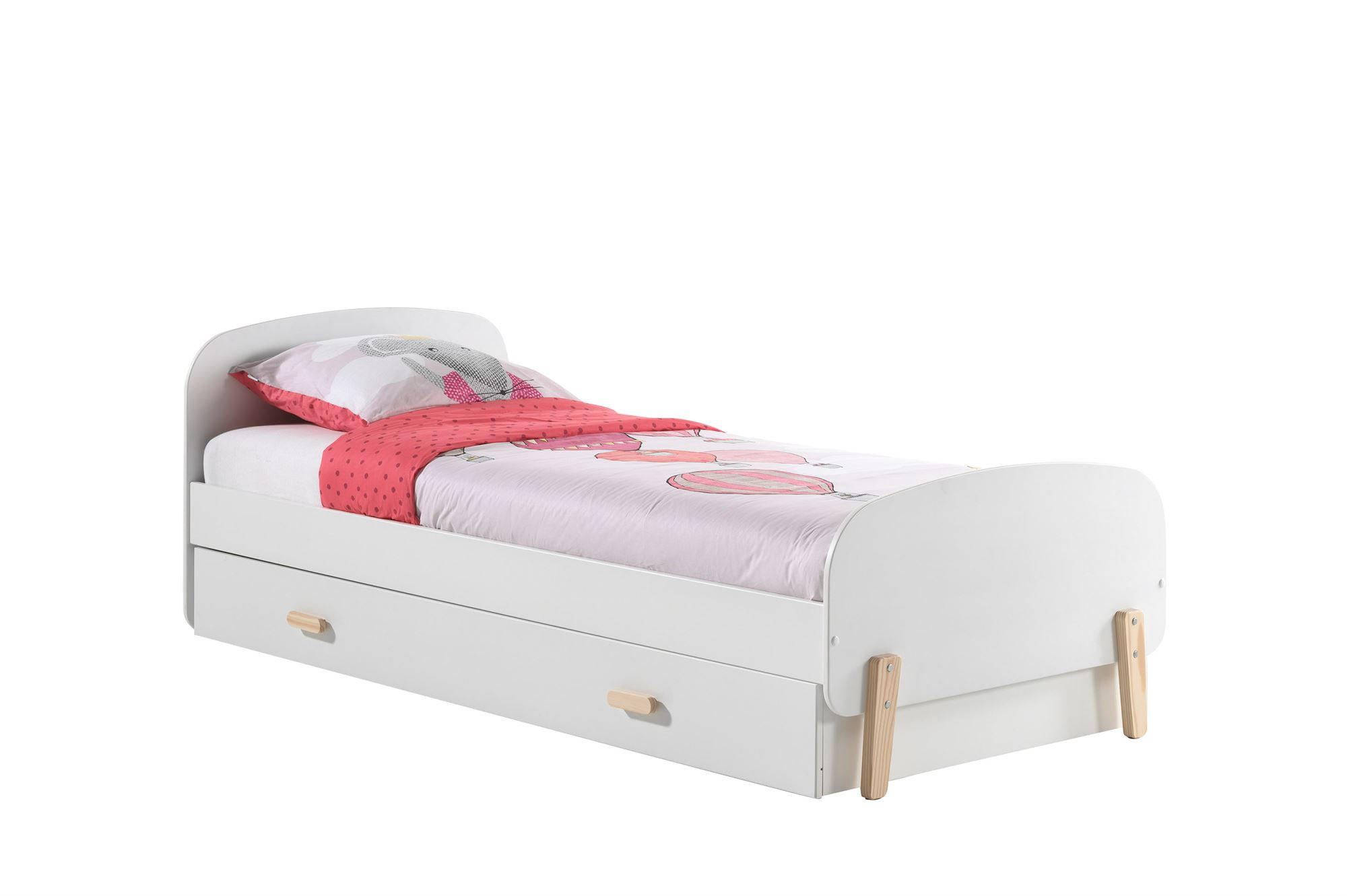 EINZELBETT Karilynn 206x73x95 aus MDF+Massivholz in Weiß - Beige, Holzwerkstoff (90/200cm) - 58aufmkessel