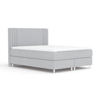 BOXSPRINGBETT Casone Hellgrau 160/200 cm mit Latex-Topper - Silberfarben/Hellgrau, Holz/Holzwerkstoff (160/200cm) - Maison de Reve