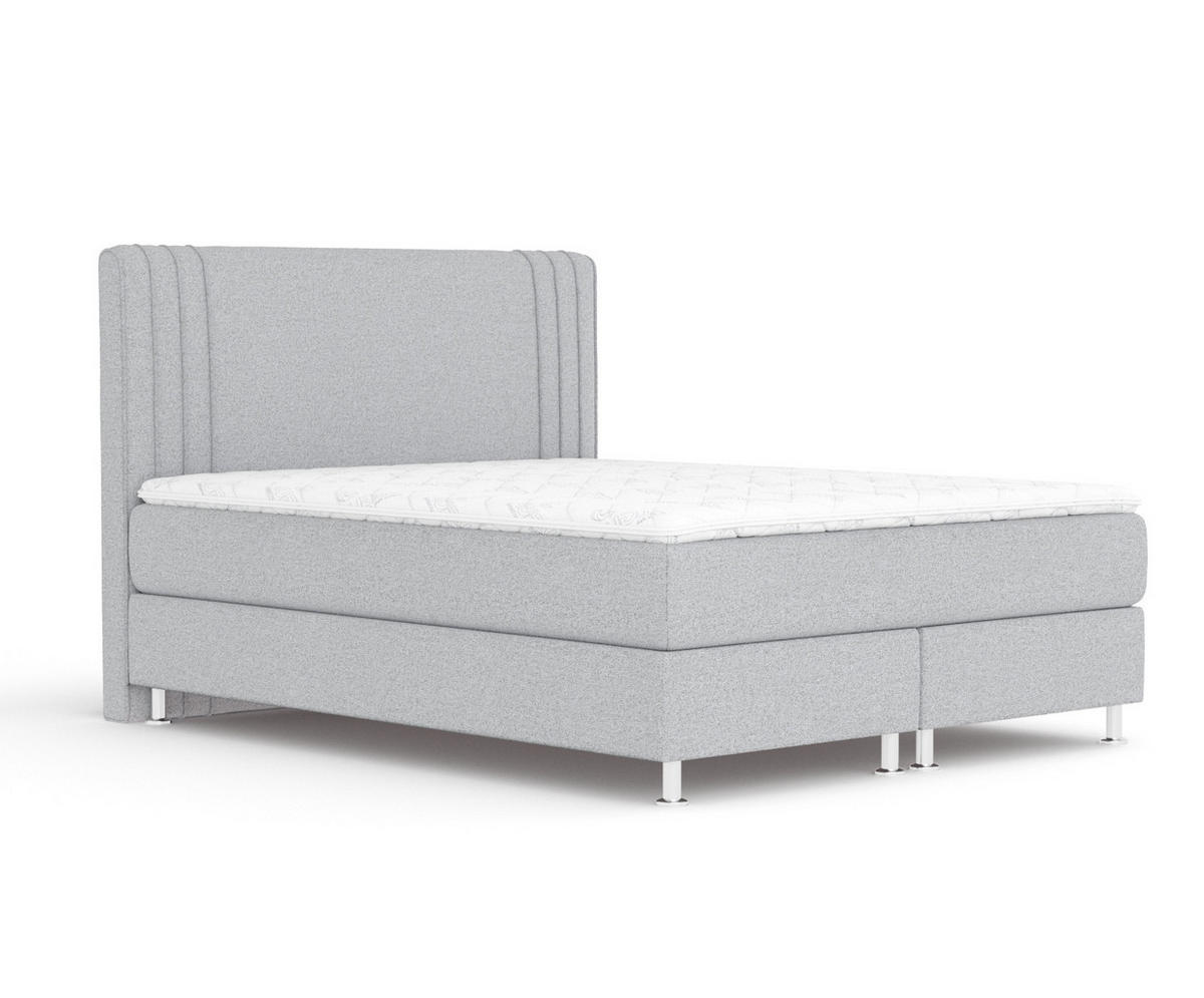 BOXSPRINGBETT Casone Hellgrau 160/200 cm mit Latex-Topper - Silberfarben/Hellgrau, Holz/Holzwerkstoff (160/200cm) - Maison de Reve