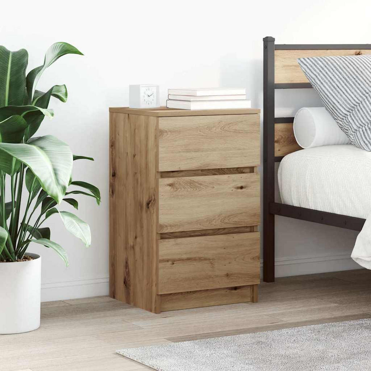 NACHTTISCHE Mit 3 Schubladen 2Er Set Artisan-Eiche 39/35/65 Cm - Braun, Holzwerkstoff (35/65/39cm) - vidaXL