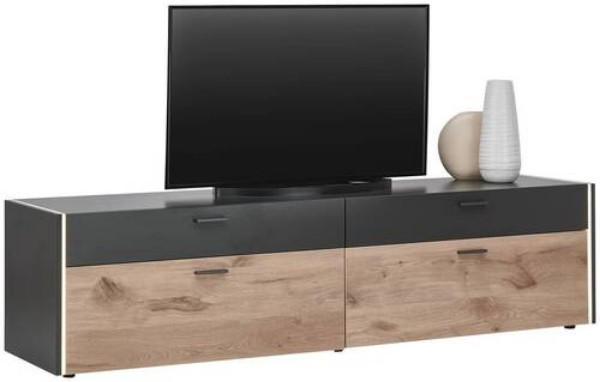 Lowboard imitation bois et anthracite 200x50x44cm - Hom`in