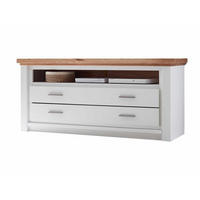TV-LOWBOARD weiß Olbia Wildeiche 141/45/67 cm - Weiß/Braun, Holz (141/67/45cm) - Casamia Massive Möbel