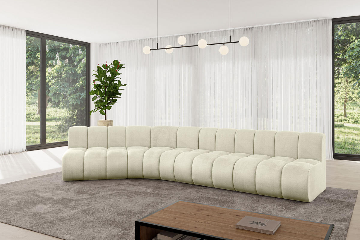 ECKSOFA modulares Sofa Montra-L2 - 381x174x70 cm Beige - Beige, Holzwerkstoff/Textil (381/174cm) - ALTDECOR