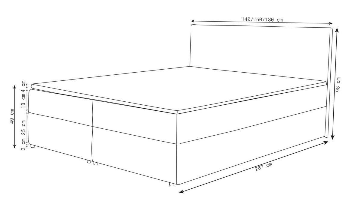 BOXBETT GLORIA mit Bettkästen H2/H3 Matratze 180 x 200 cm - Beige, Holzwerkstoff (180/200cm) - VENASI MÖBEL
