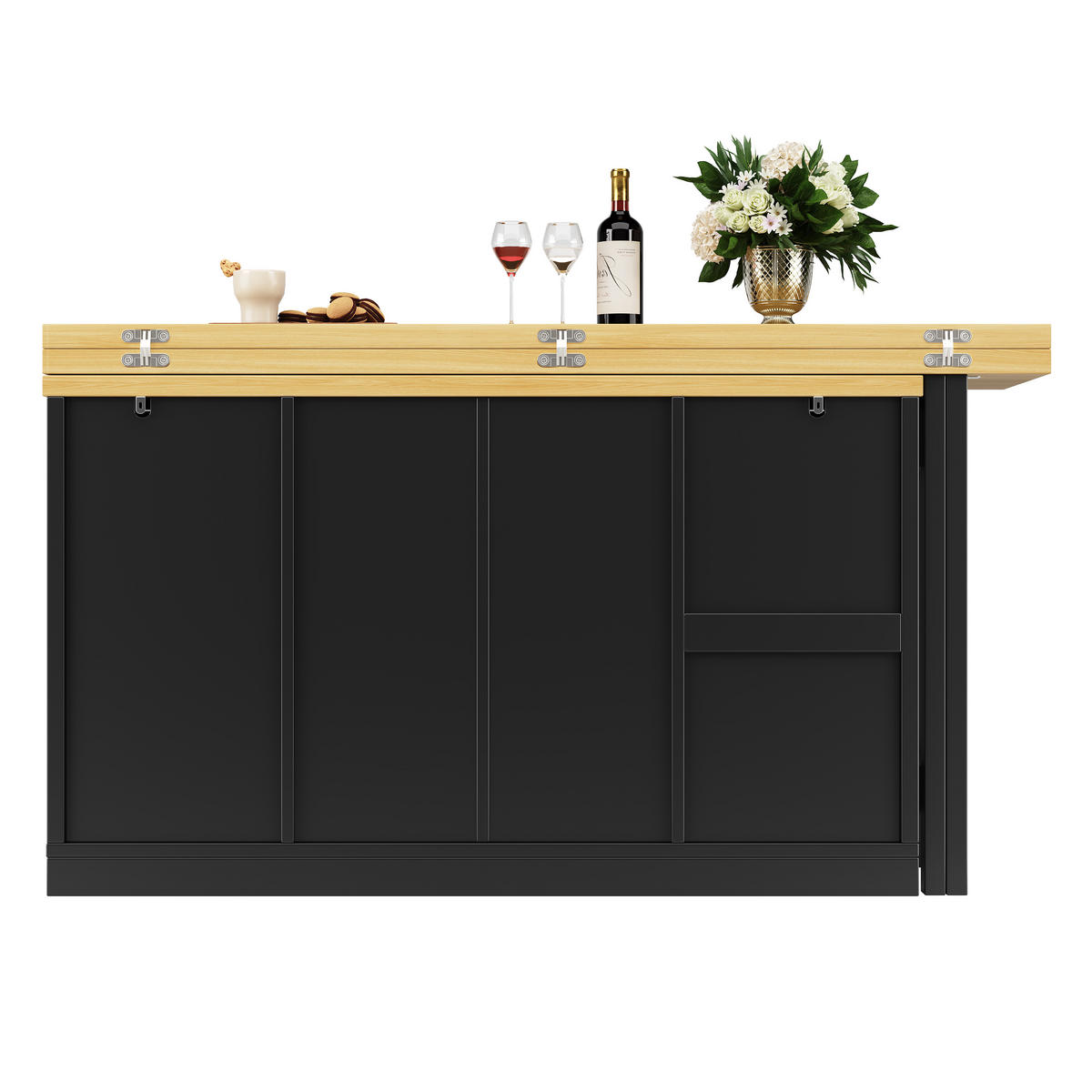 BARTISCH ausziehbar 120-223/40/73,8 cm mit Weinregal DE-39753 Schwarz - Schwarz, Holzwerkstoff (40/120/73.8cm) - ComfortXL