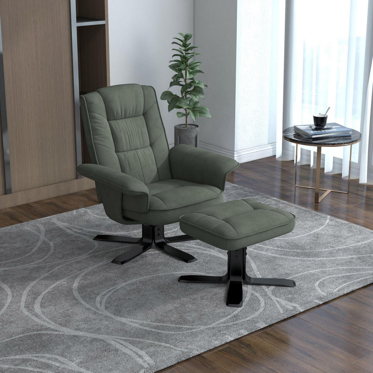 RELAXSESSEL CHARLY - Schwarz/Grün, Textil (76/87/61cm) - IDIMEX