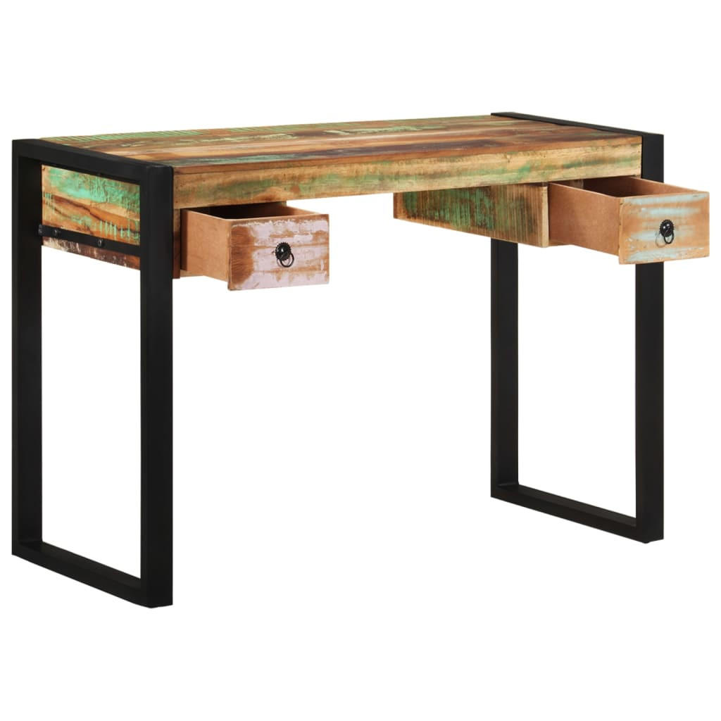 SCHREIBTISCH mit 2 Schubladen 110/50/77 cm aus Recyceltes Massivholz, Stahlgestell - Multicolor, Holz (50/110/77cm) - vidaXL