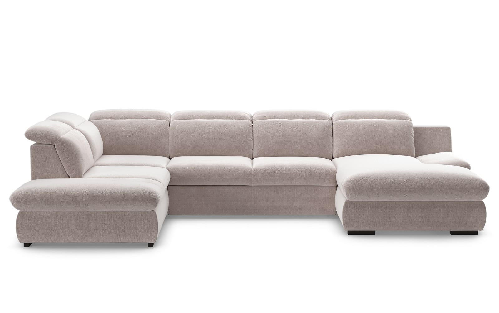 WOHNLANDSCHAFT mit Schlaffunktion und Bettkasten, verstellbare Kopflehnen - Beige/Schwarz, Kunststoff/Textil (341/80/218cm) - Cotta