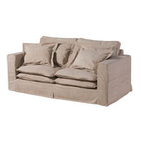HUSSENSOFA 2-Sitzer 196x108x76 beige KINGSTON - Beige, Textil (196/76/108cm) - Massivmoebel24