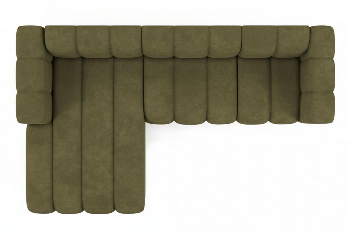 ECKSOFA L-Form Grand L 287 cm, Veloursstoff Salvador, Olive, Links - Olivgrün, Holz (287/179cm) - Kaiser Möbel