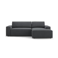 AUSKLAPPBARES-ECKSOFA rechts mit Container Jodie aus strukturiertem Stoff dunkelgrau 3 Sitzplätze - Dunkelgrau, Textil (246/151cm) - Micadoni